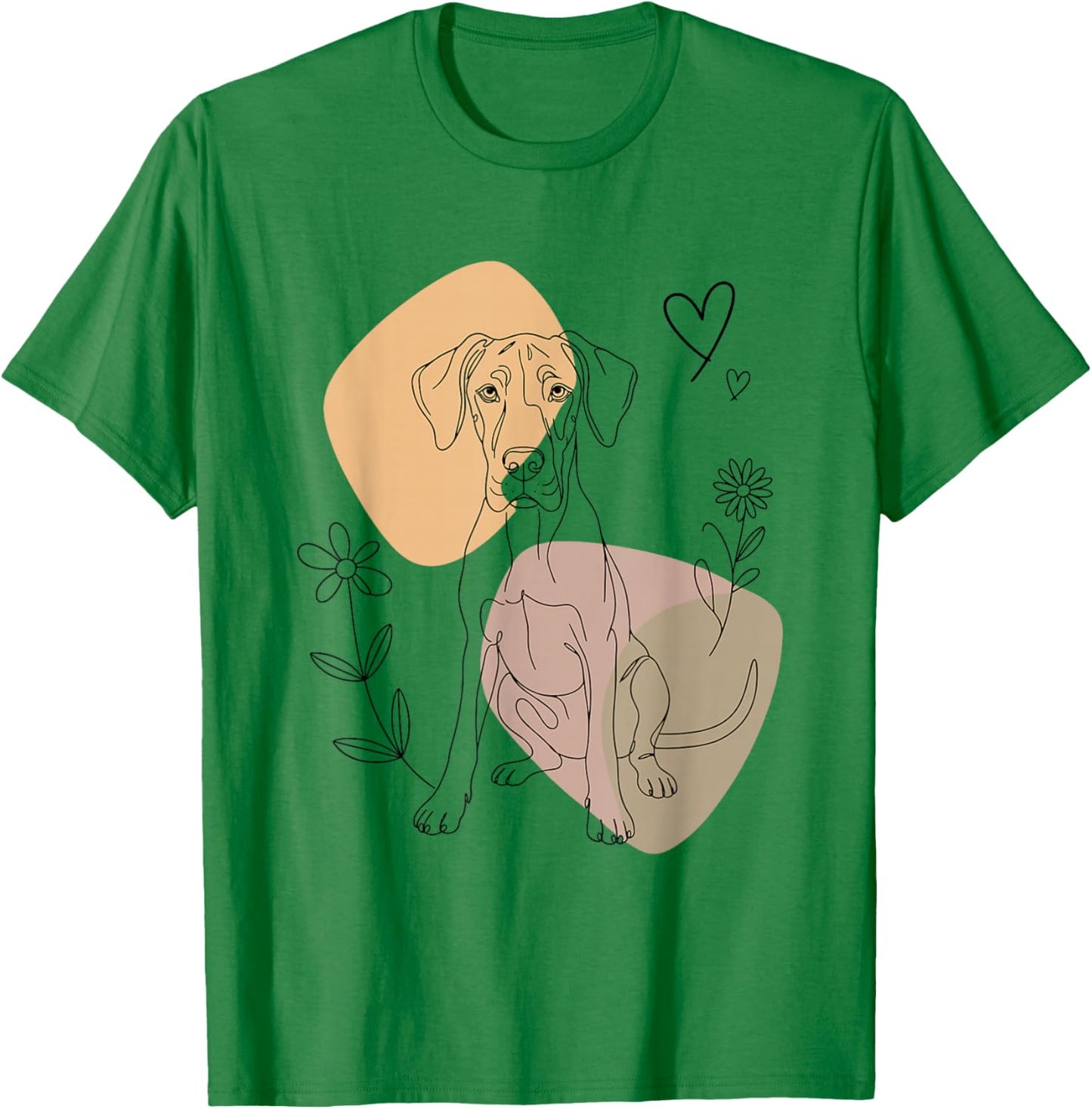 Line Art Great Dane Minimalist T-Shirt - T-Shirt | Irish Green