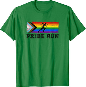 Pride Run Jogging Workout | LGBTQ Equality - Grunge T-Shirt - T-Shirt | Irish Green