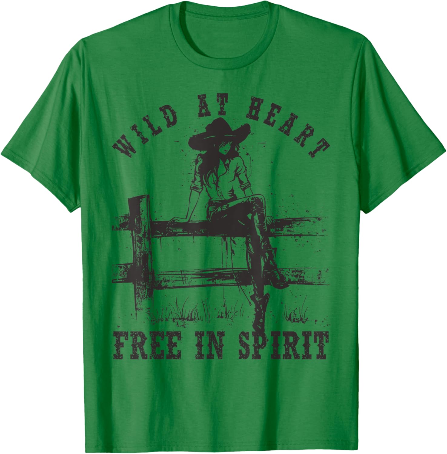 Wild at Heart Free in Spirit Cowgirl Vintage Western T-Shirt - T-Shirt | Irish Green