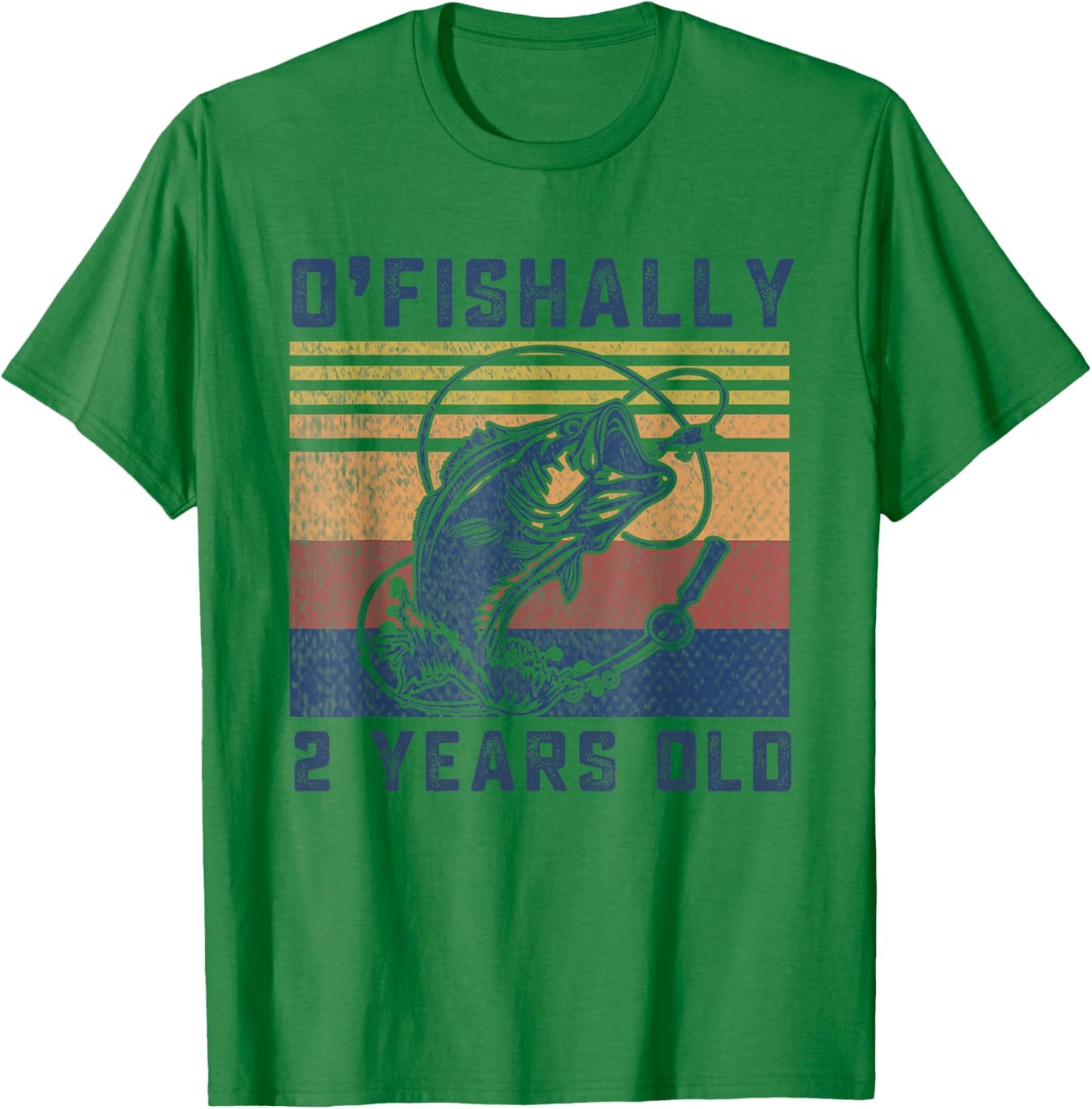 Ofishally 2 Year Old Shirt 2nd Birthday Fishing US Flag T-Shirt - T-Shirt | Irish Green