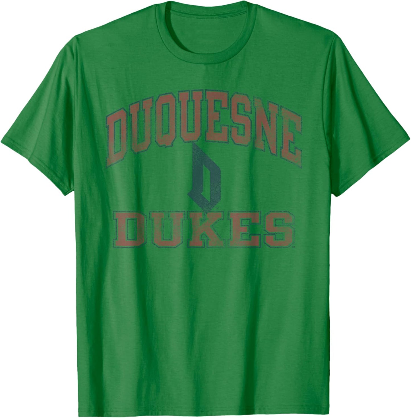 Duquesne Dukes Worn Gray Officially Licensed T-Shirt - T-Shirt | Irish Green