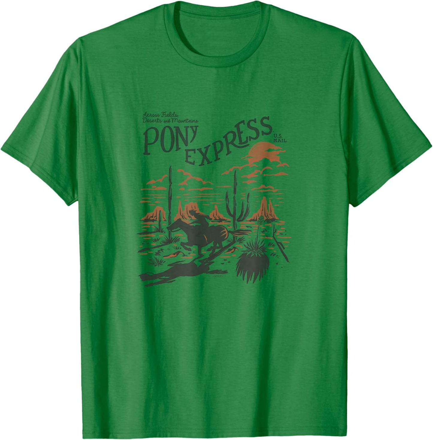 USPS - Pony Express Across Fields, Deserts, and Mountains T-Shirt - T-Shirt | Irish Green