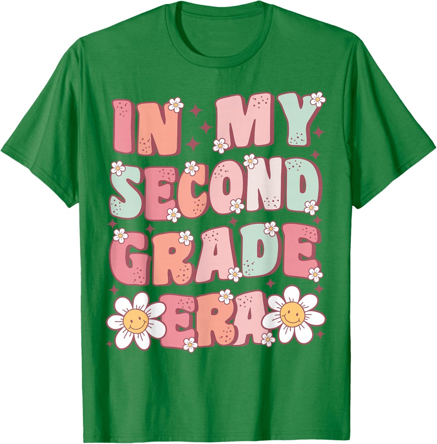 in My Second Grade Era Cute Groovy 2nd Grade Back to School T-Shirt - T-Shirt | Irish Green