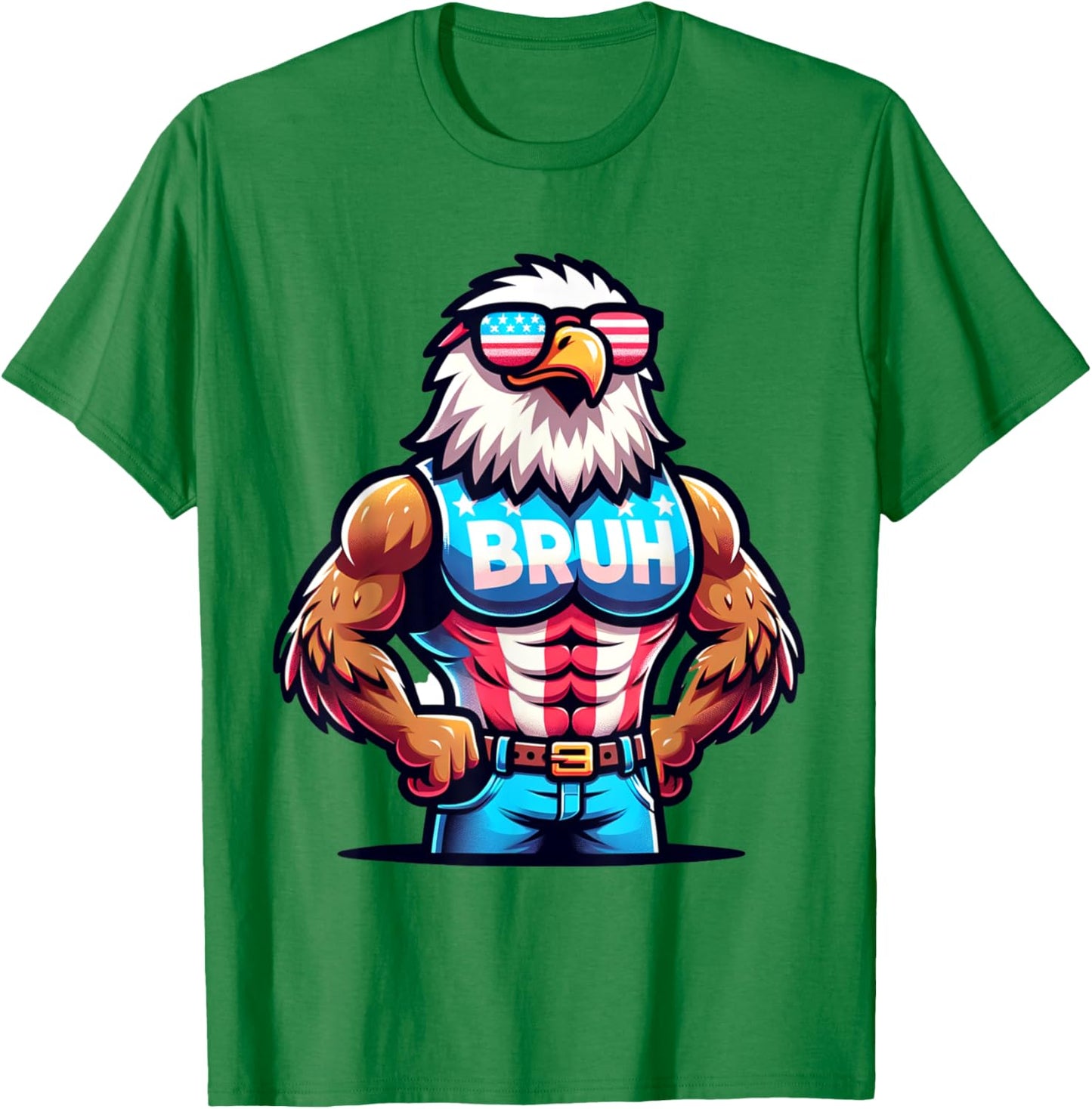 July 4th Bruh Eagle American Flag T-Shirt - T-Shirt | Irish Green