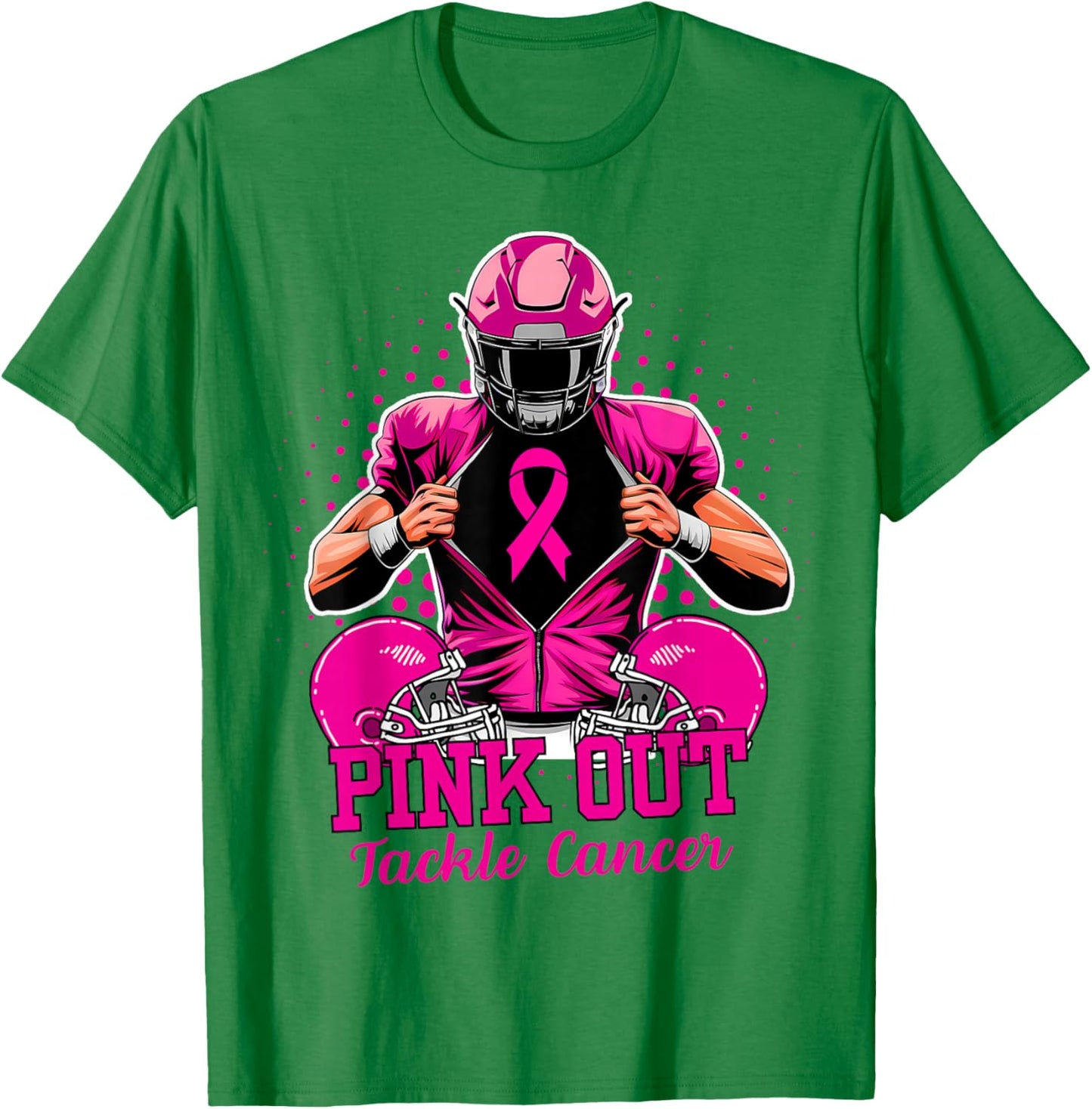 Breast Cancer Awareness Pink Ribbon Football Support Women T-Shirt - T-Shirt | Irish Green