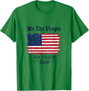 We The People Vintage 250 Years 1776–2026 American Flag T-Shirt - T-Shirt | Irish Green