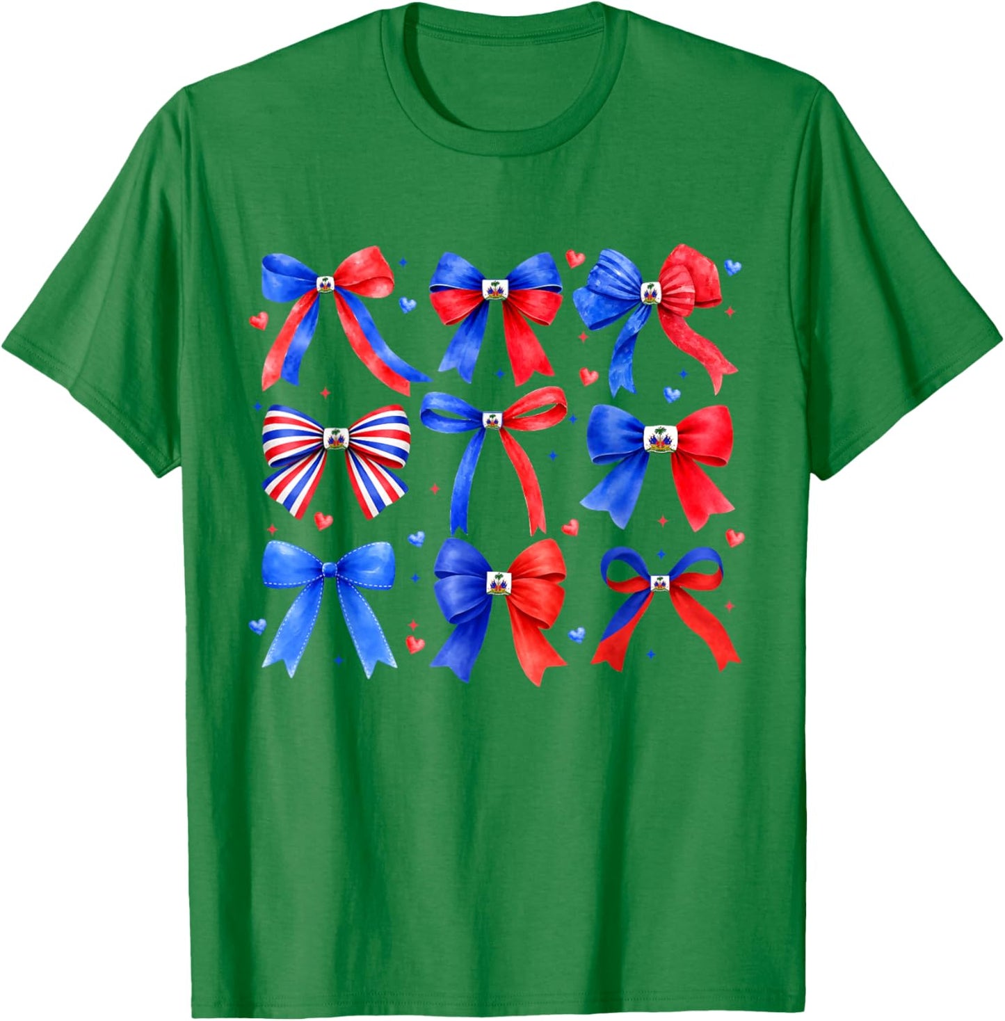 Cute Coquette Haitian Flag Day Haiti Pride Women Girl T-Shirt - T-Shirt | Irish Green