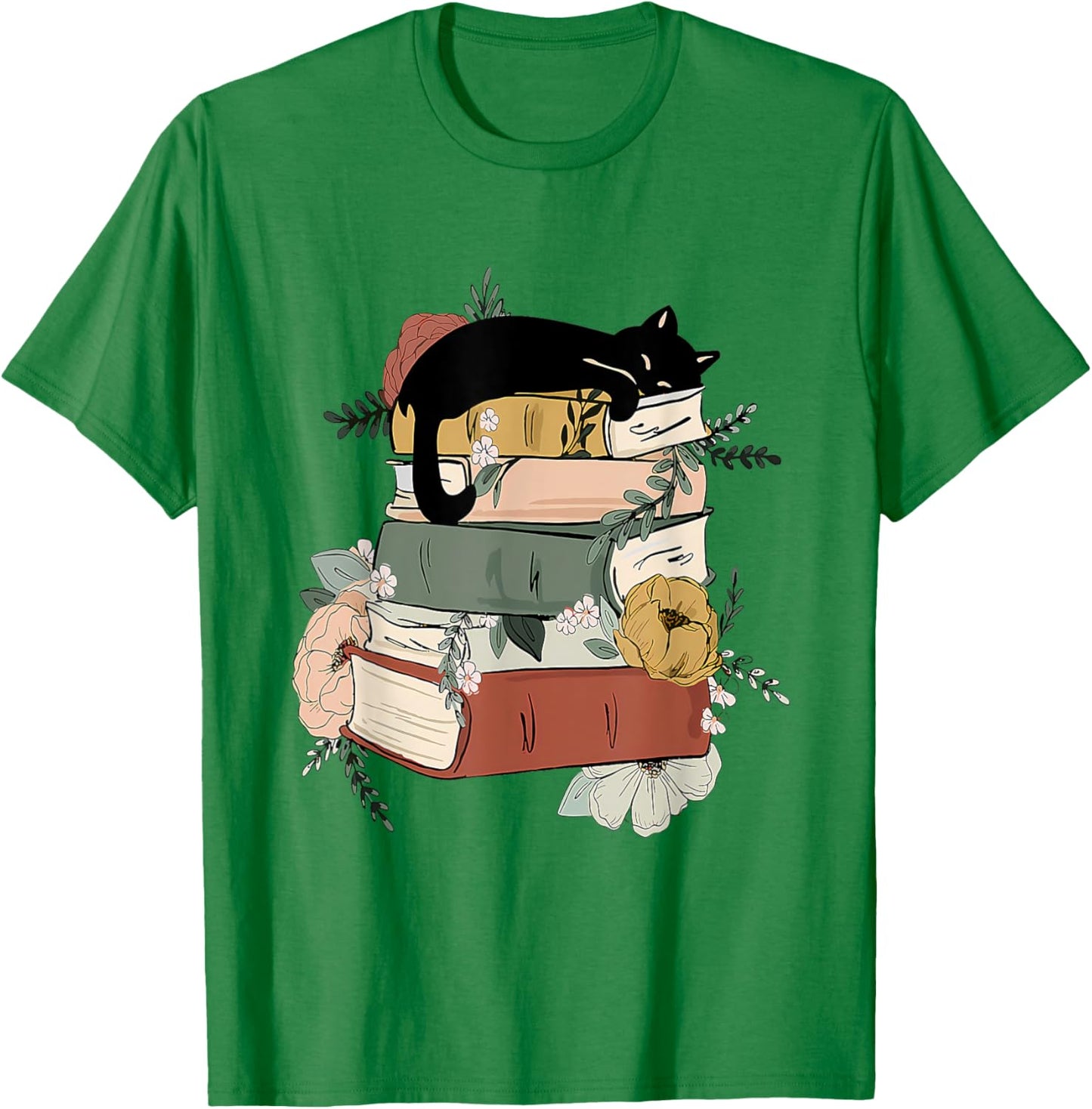 Cat Reading Book Cute Cat And Book Lover Girls Kid T-Shirt - T-Shirt | Irish Green