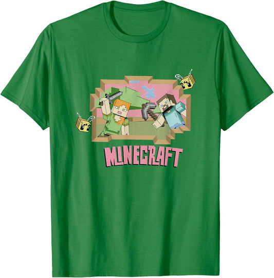 Minecraft Steve & Alex On An Adventure Vintage T-Shirt - T-Shirt | Irish Green
