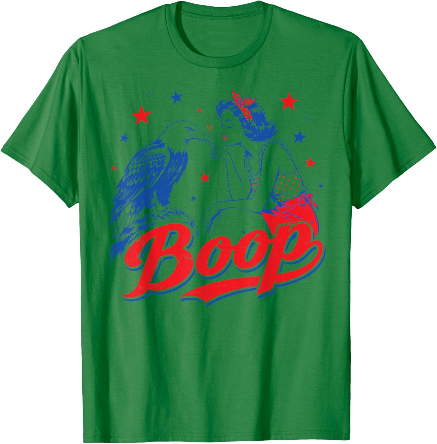 Funny Hand Boop Nose Girl Eagle Funny Patriotic 4th of July T-Shirt - T-Shirt | Irish Green