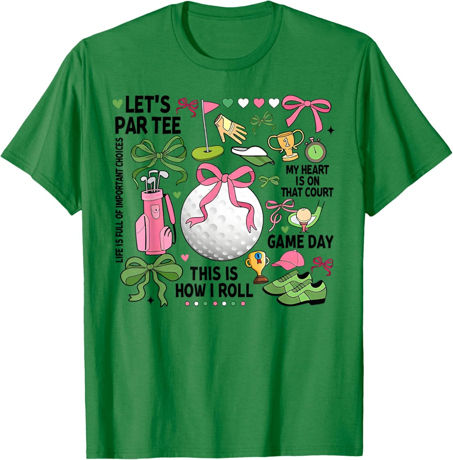 Golf Game Day Coquette Bow Golf Girls T-Shirt - T-Shirt | Irish Green