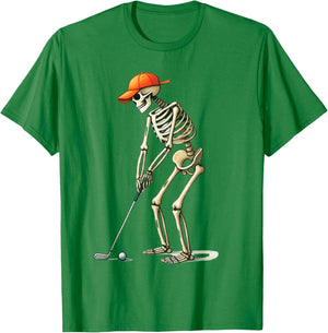 Skeleton Golf Halloween Golfer Golf Player Funny Men Dad T-Shirt - T-Shirt | Irish Green