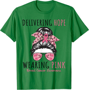 Postal Carrier Breast Cancer Awareness Women Pink Ribbon T-Shirt - T-Shirt | Irish Green