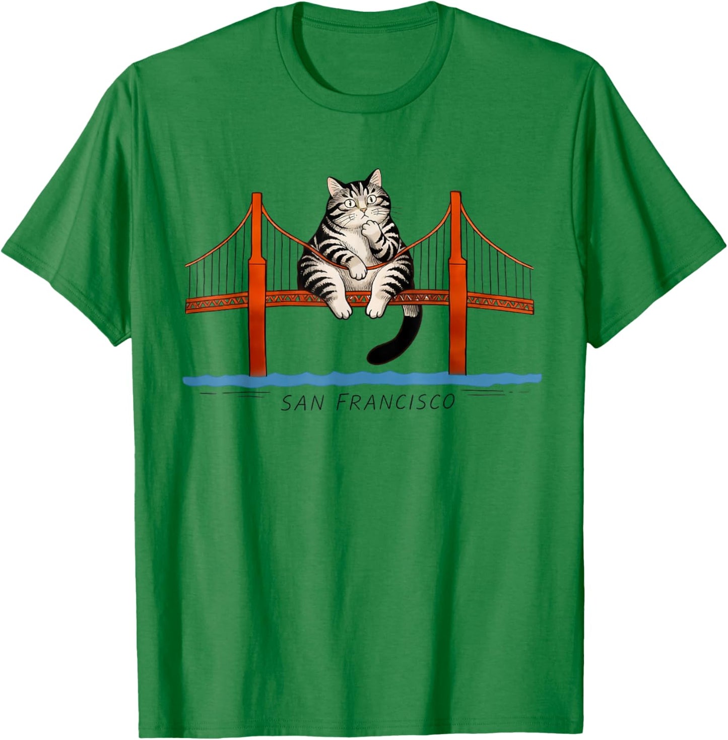 San Francisco Cat Golden Gate Bridge Lesebücher T-Shirt - T-Shirt | Irish Green