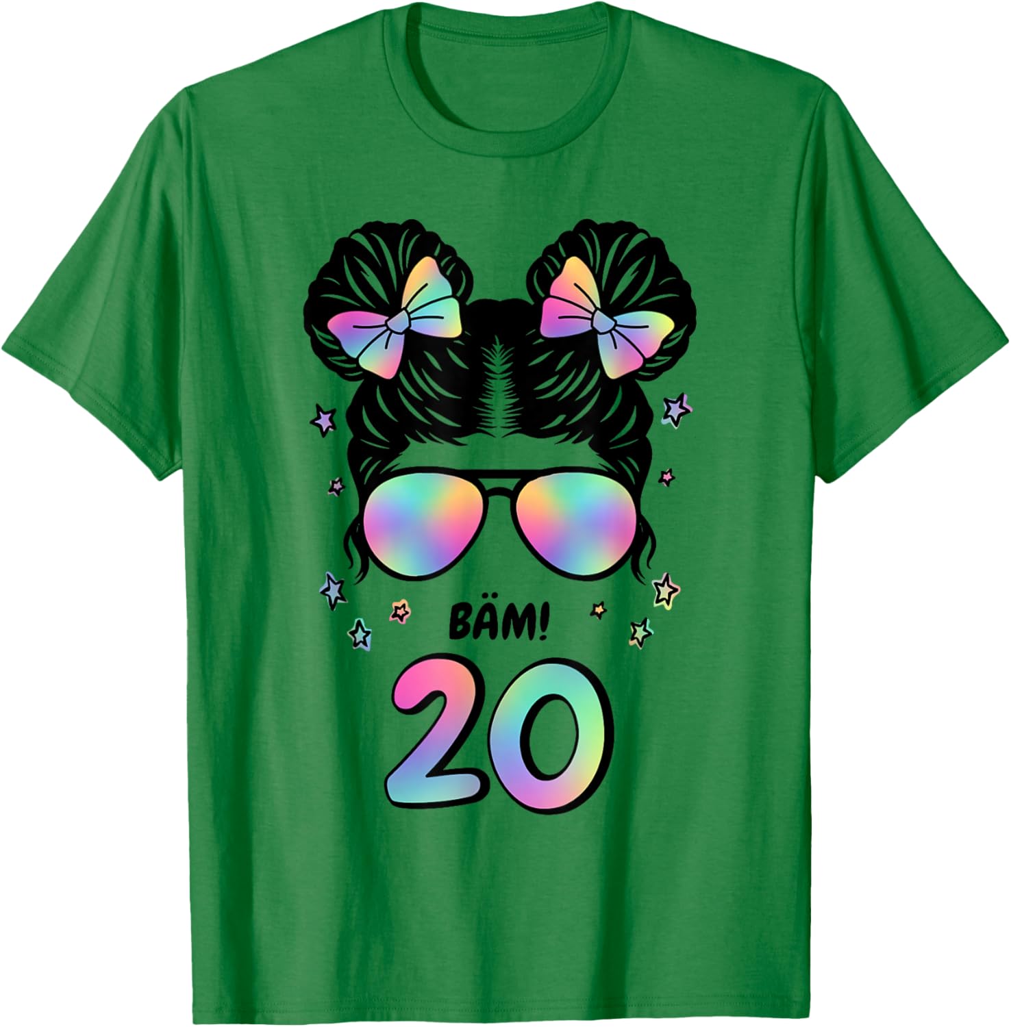 20. Geburtstag Mädchen Messy Bun Bäm! 20 T-Shirt - T-Shirt | Irish Green