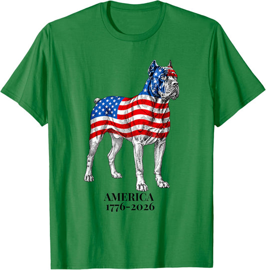 America 1776-2026 Cane Corso Dog American Flag 250th T-Shirt - T-Shirt | Irish Green