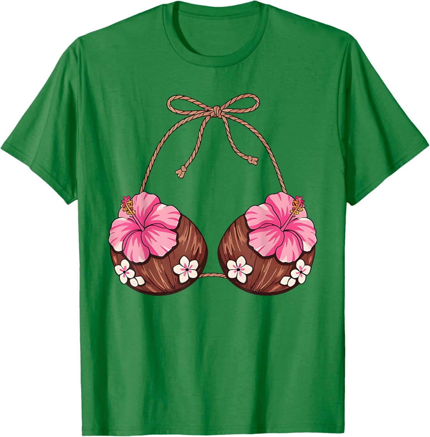Coconut Bra Hawaiian Tropical Costume Luau Party Hawaii Girl T-Shirt - T-Shirt | Irish Green