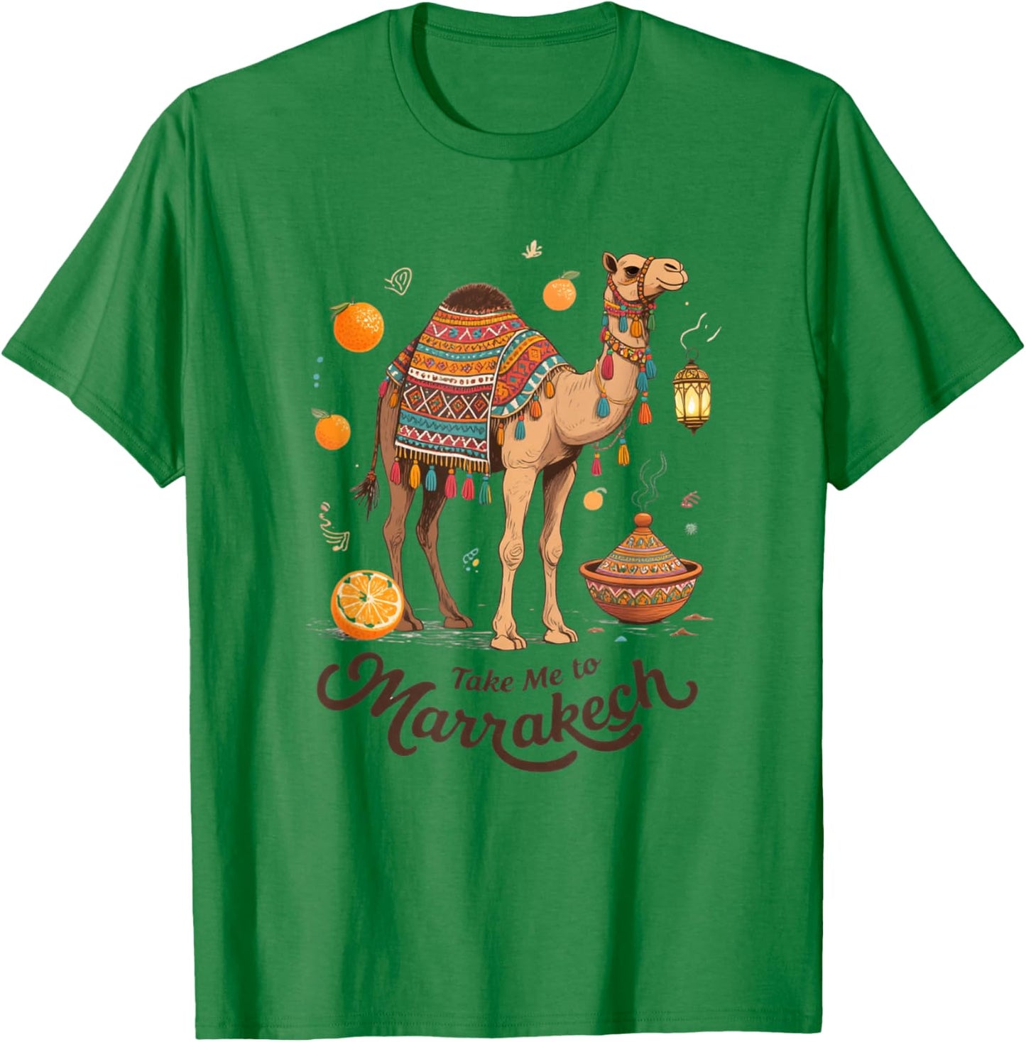 Moroccan Art Camel Art Take Me to Marrakech Morocco Souvenir T-Shirt - T-Shirt | Irish Green