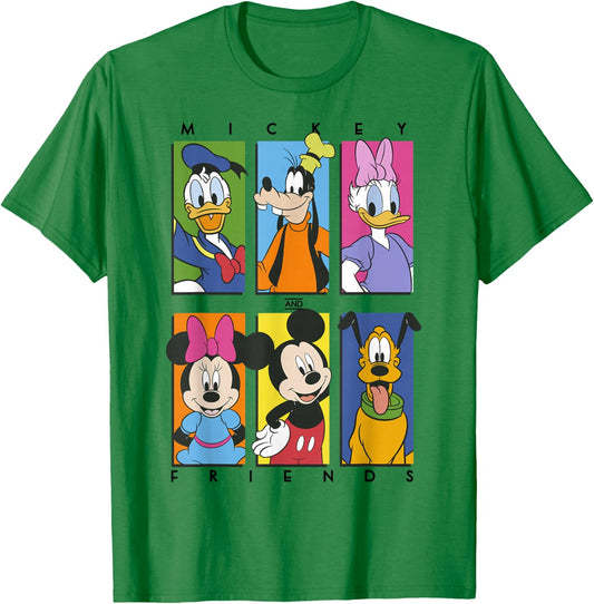 Disney Mickey and Friends Group Shot Panels T-Shirt - T-Shirt | Irish Green