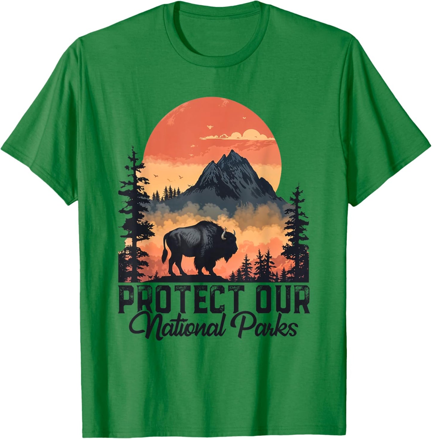 Save Our National Parks Resist Service Bison Buffalo Vintage T-Shirt - T-Shirt | Irish Green