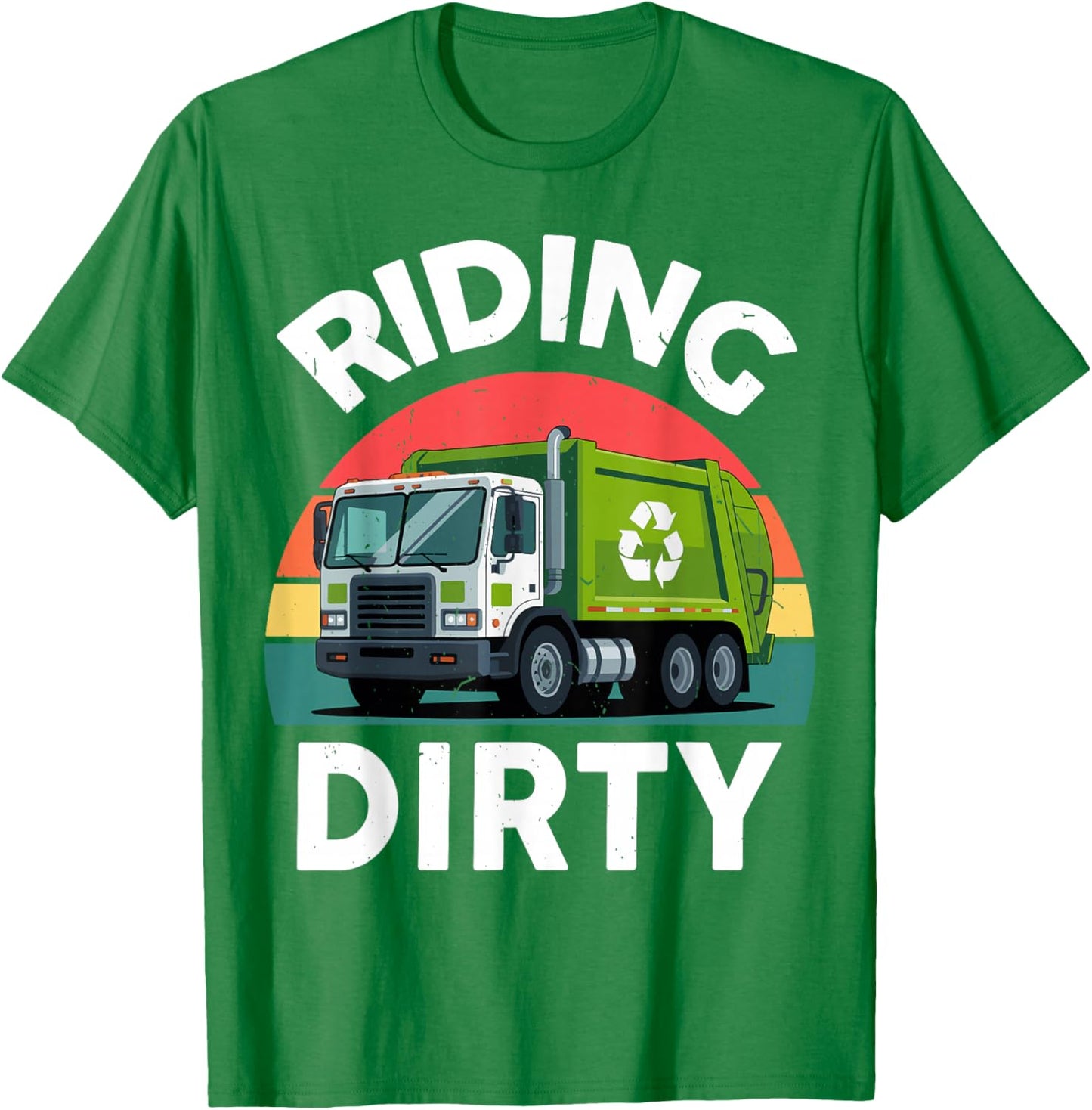 Toddler Riding Dirty Garbage Truck Funny Recycling Boy Baby T-Shirt - T-Shirt | Irish Green