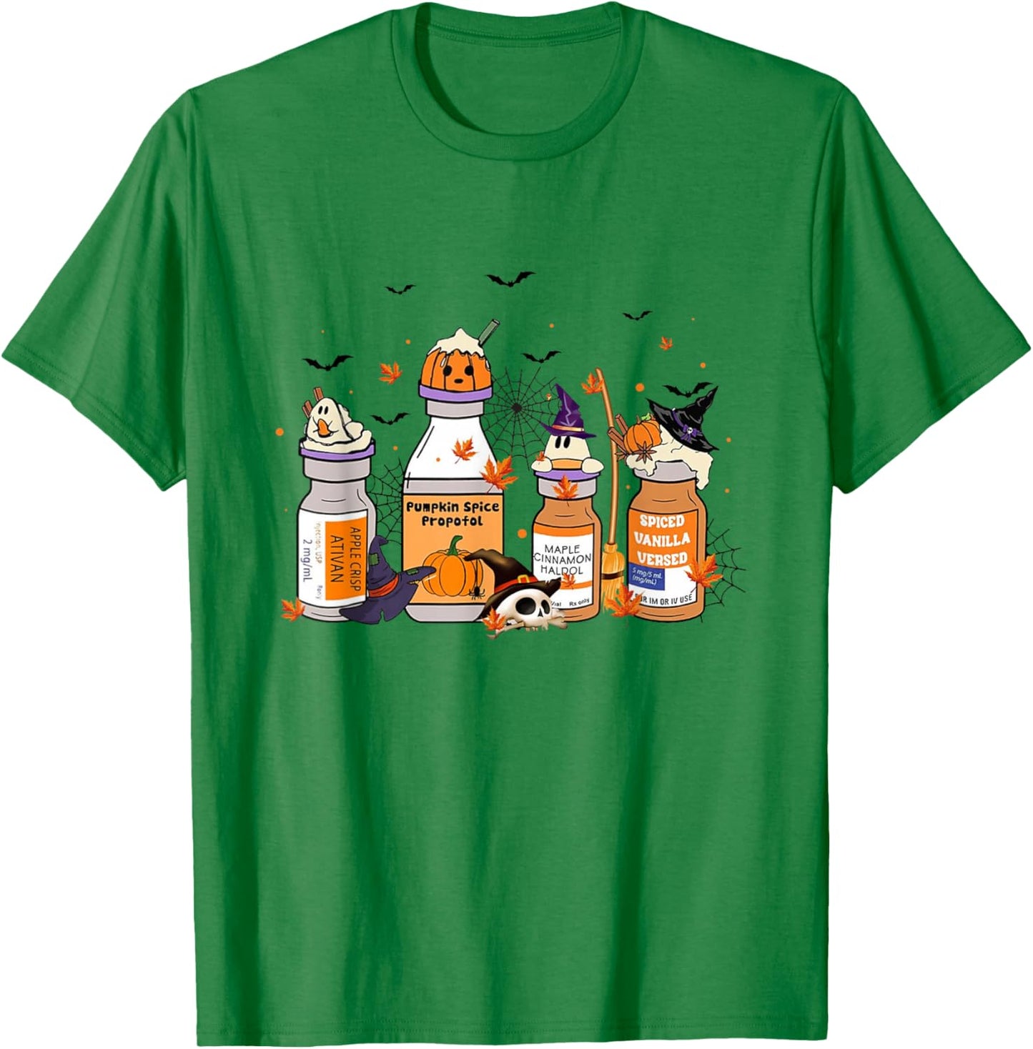 Halloween Nurse Pills Pumpkin Spice Propofol ICU Nurse T-Shirt - T-Shirt | Irish Green