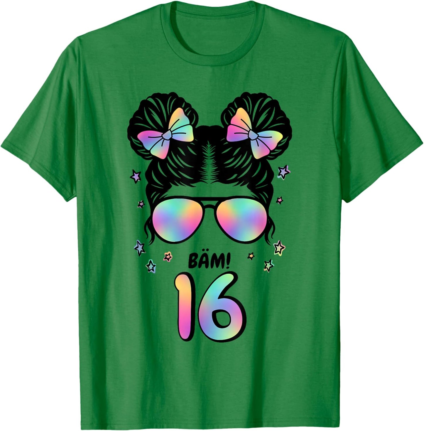 16. Geburtstag Mädchen Messy Bun Bäm! 16 T-Shirt - T-Shirt | Irish Green