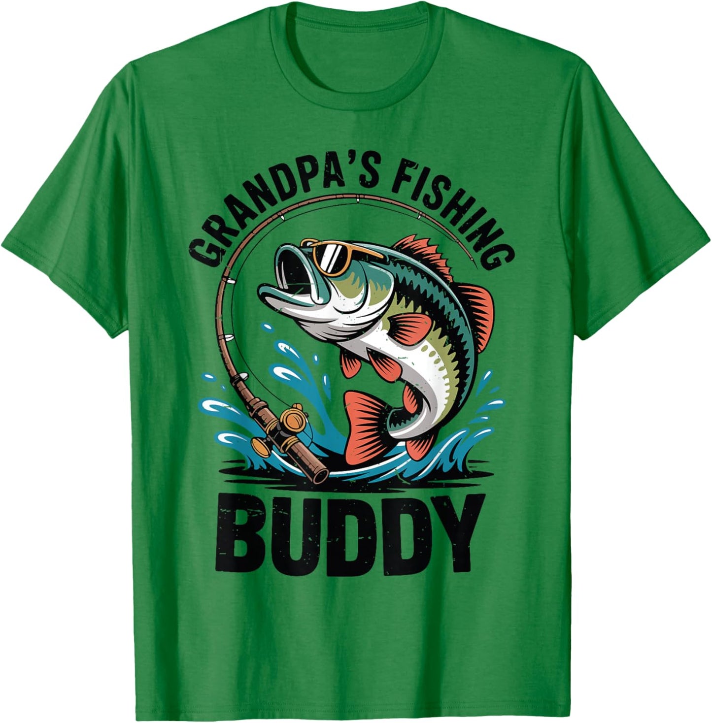 Toddler Grandpas Fishing Buddy Cute Fish Funny Bass Fishing T-Shirt - T-Shirt | Irish Green