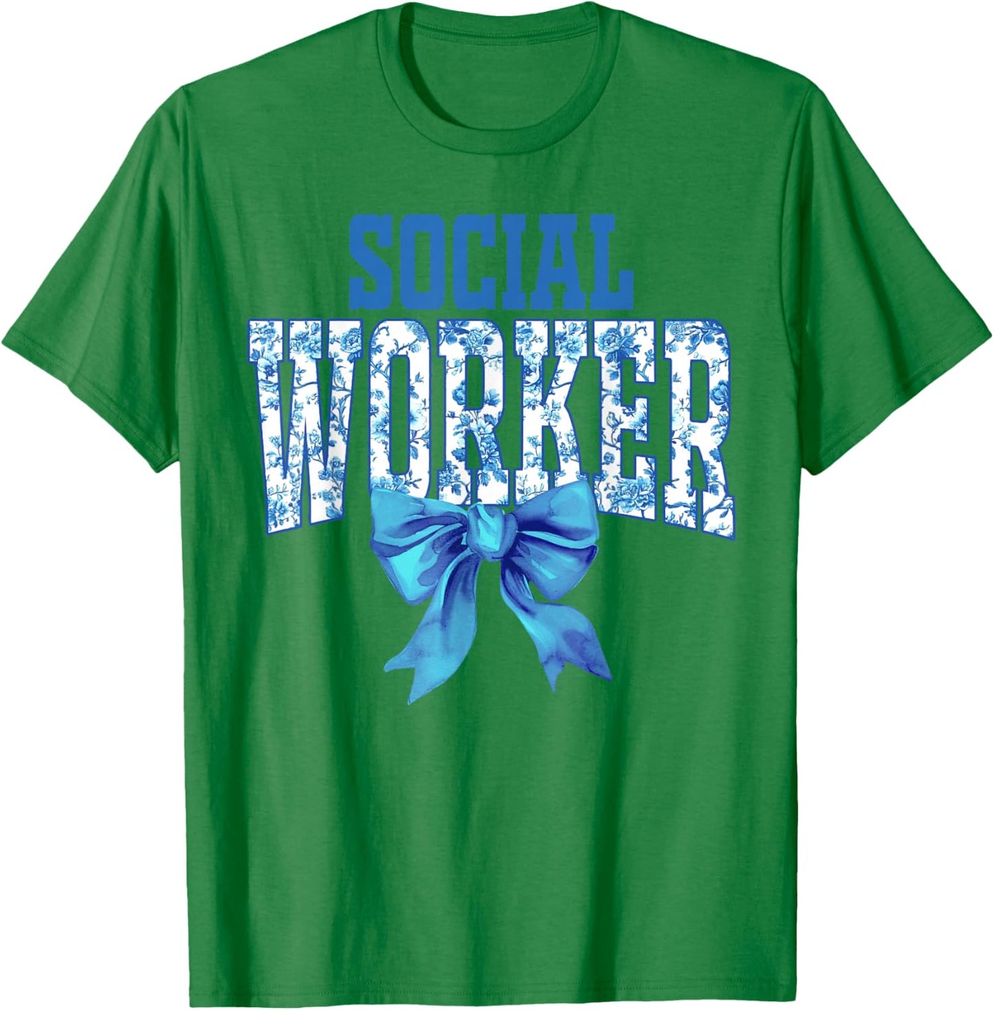 Social Worker Toile Floral Coquette Bow Month Graduation T-Shirt - T-Shirt | Irish Green