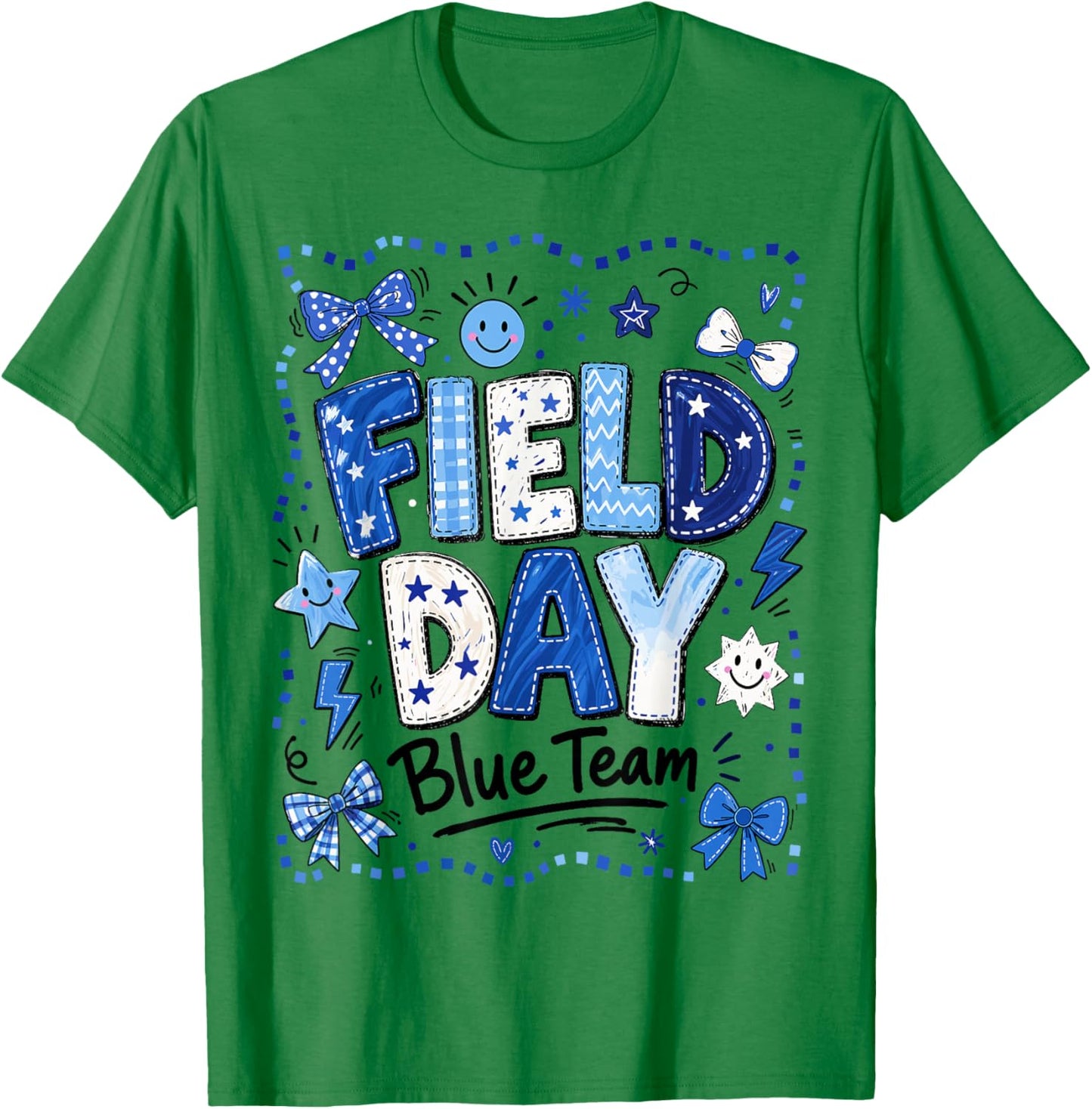 Field Day Blue Team Funny for Kids Teacher Field Day Games T-Shirt - T-Shirt | Irish Green