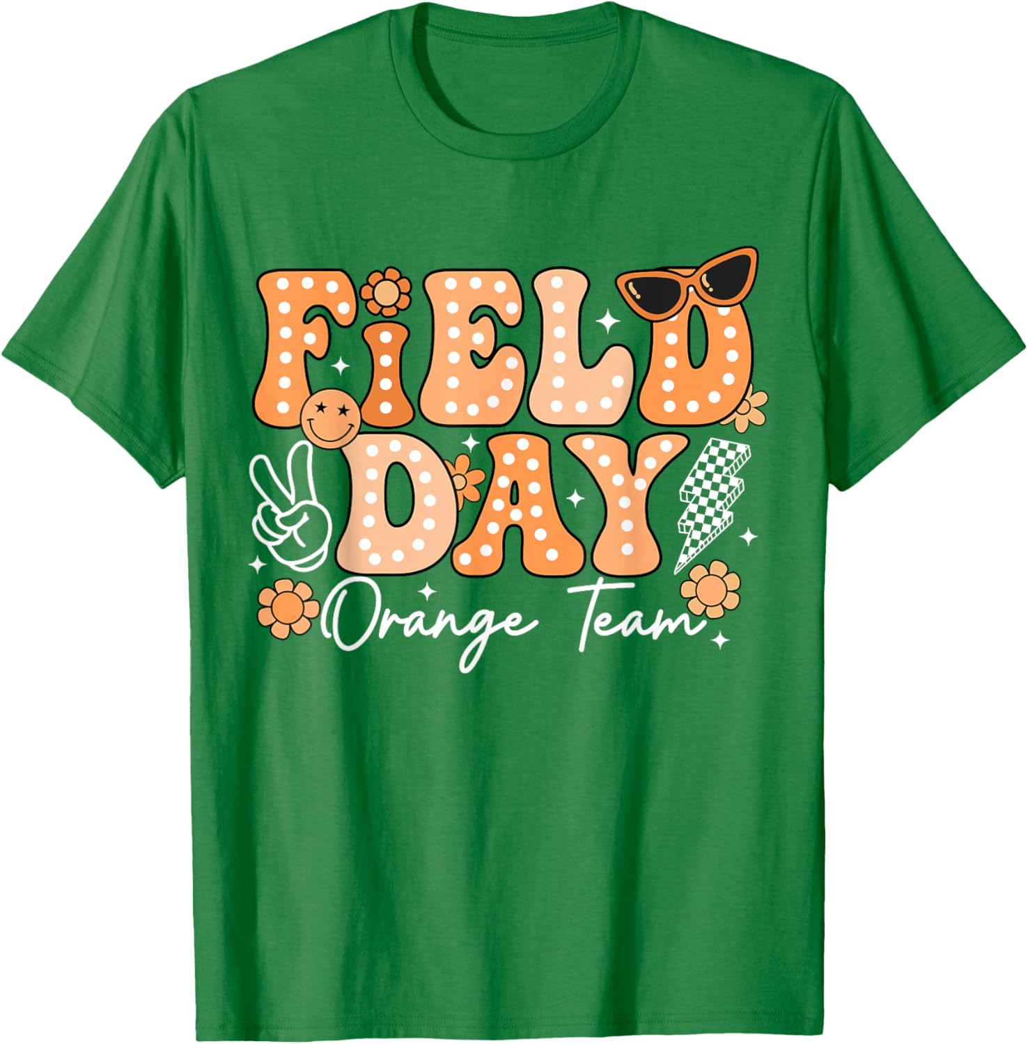 Orange Team Just Here for Field Day Fun Day 2026 Teacher Kid T-Shirt - T-Shirt | Irish Green