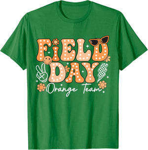 Orange Team Just Here for Field Day Fun Day 2026 Teacher Kid T-Shirt - T-Shirt | Irish Green