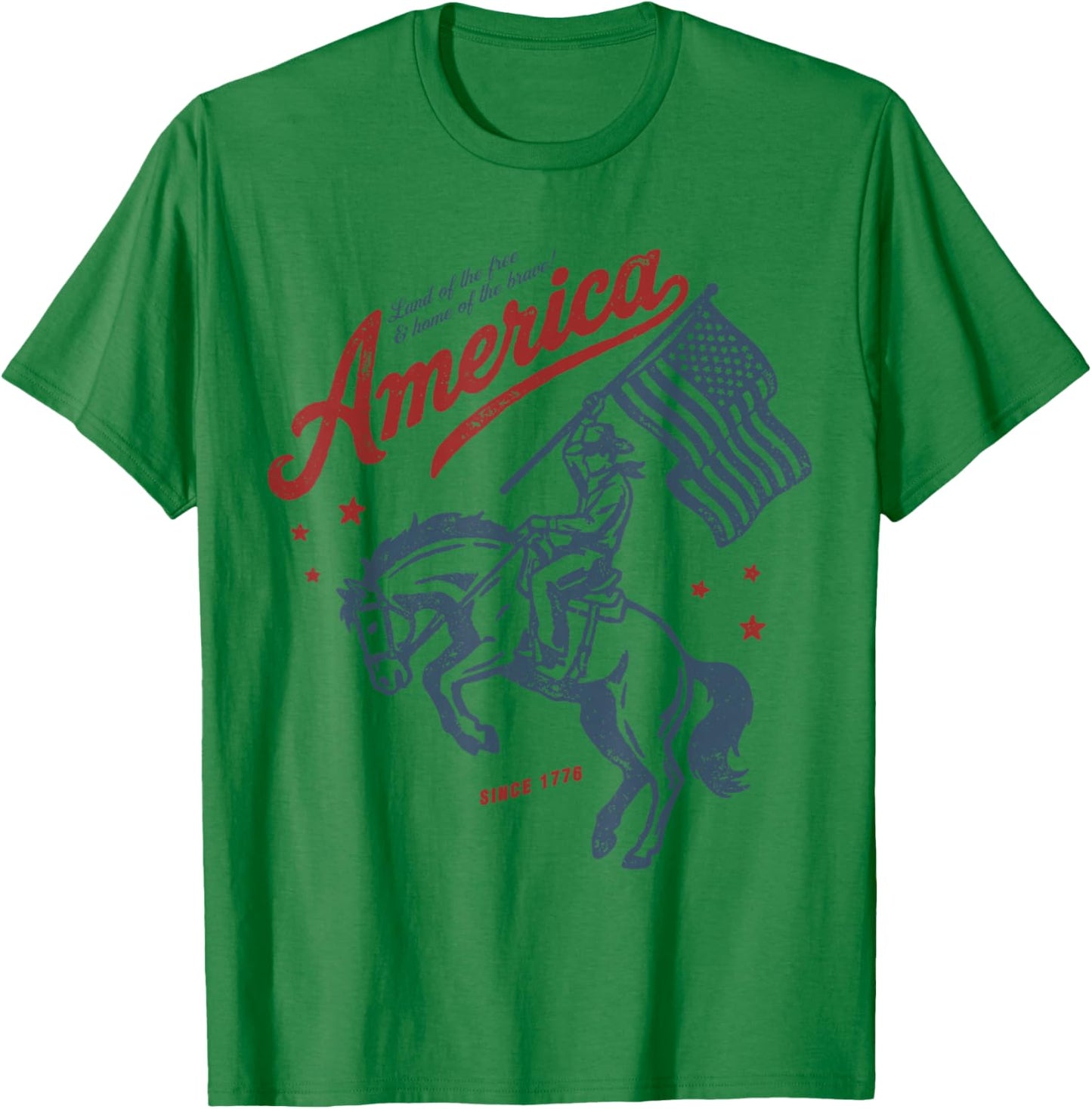 America Land of The Free Home of The Brave Rodeo Cowboy T-Shirt - T-Shirt | Irish Green