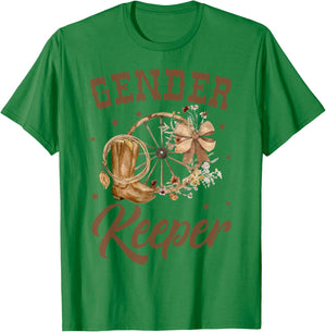 Boots or Bows Gender Reveal Decorations Keeper of the Gender T-Shirt - T-Shirt | Irish Green