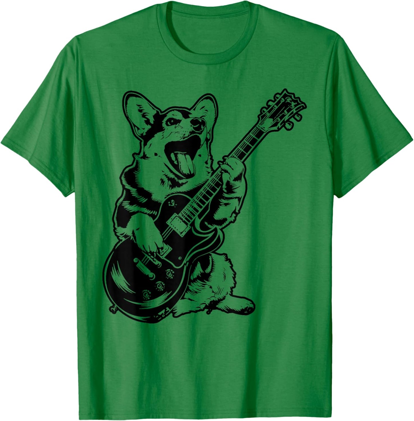 Dog Guitarist Guitar - Pembroke Welsh Corgi Dad Mom T-Shirt - T-Shirt | Irish Green
