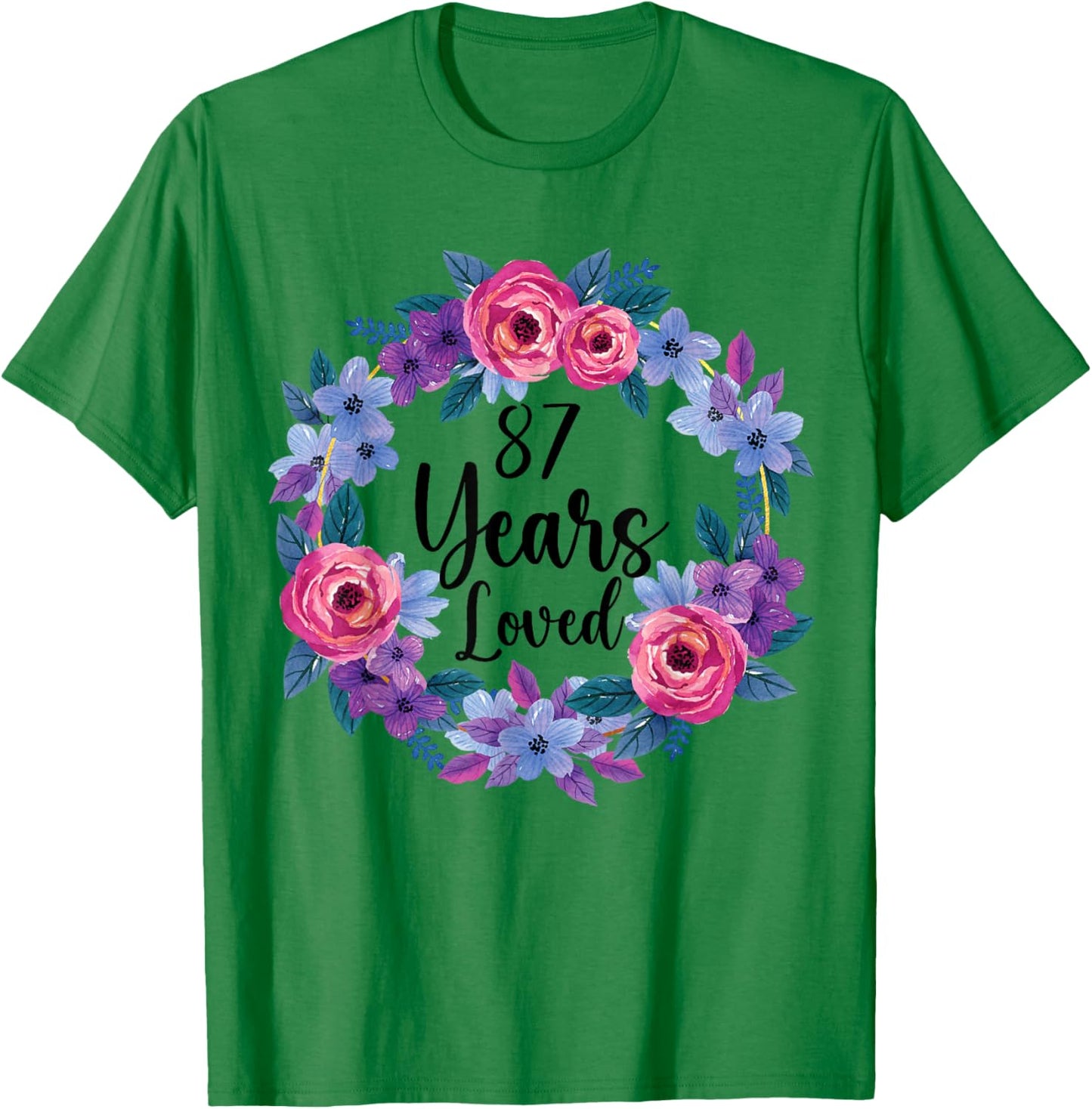Floral 87 Year Old 87th Birthday Women Funny 87 Year Loved T-Shirt - T-Shirt | Irish Green