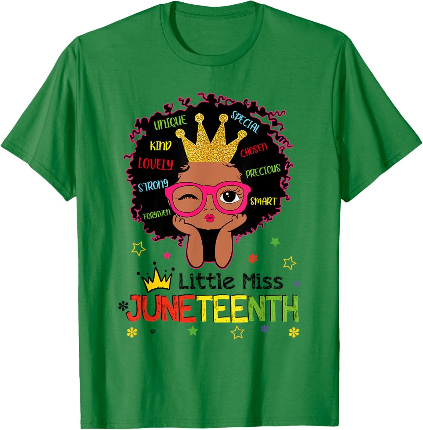 Little Miss Juneteenth Shirt Girl Toddler Black History Kids T-Shirt - T-Shirt | Irish Green