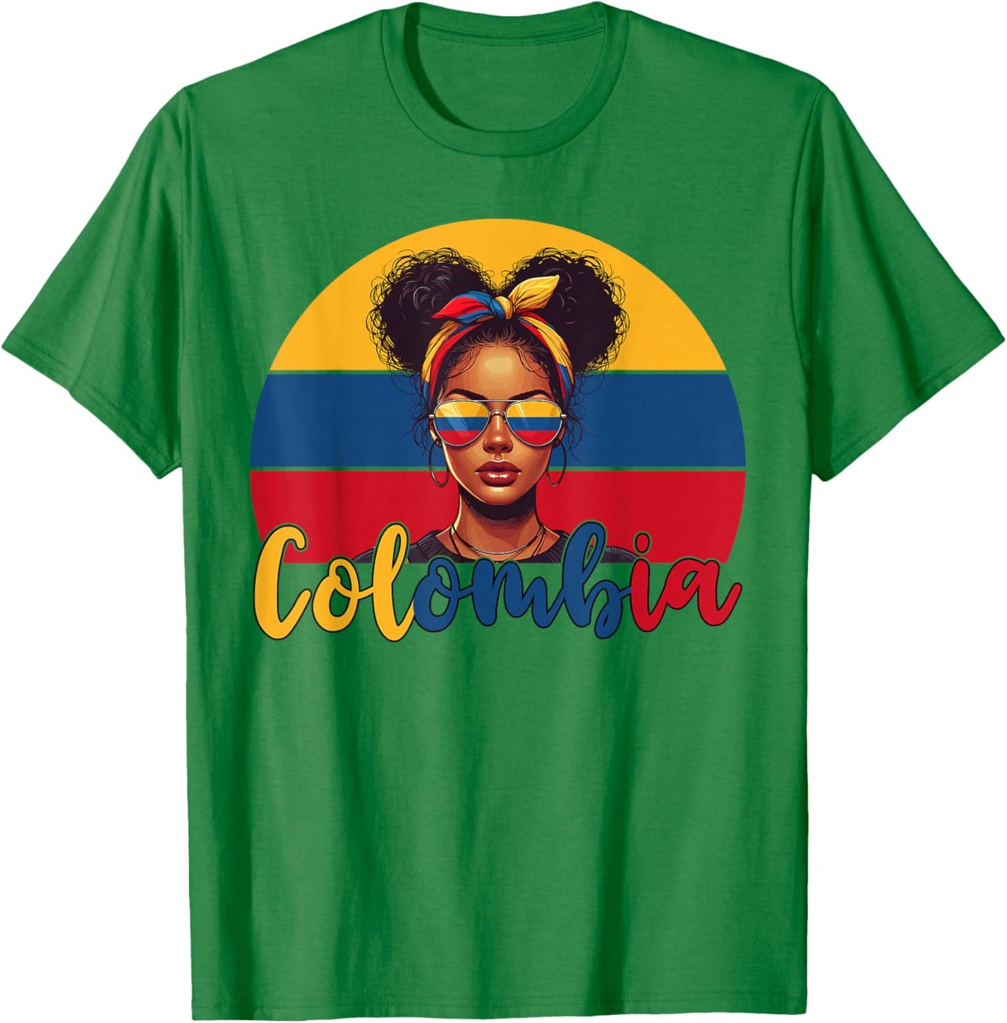 Colombian Girl Colombia Flag Proud Afro Colombian Women T-Shirt - T-Shirt | Irish Green