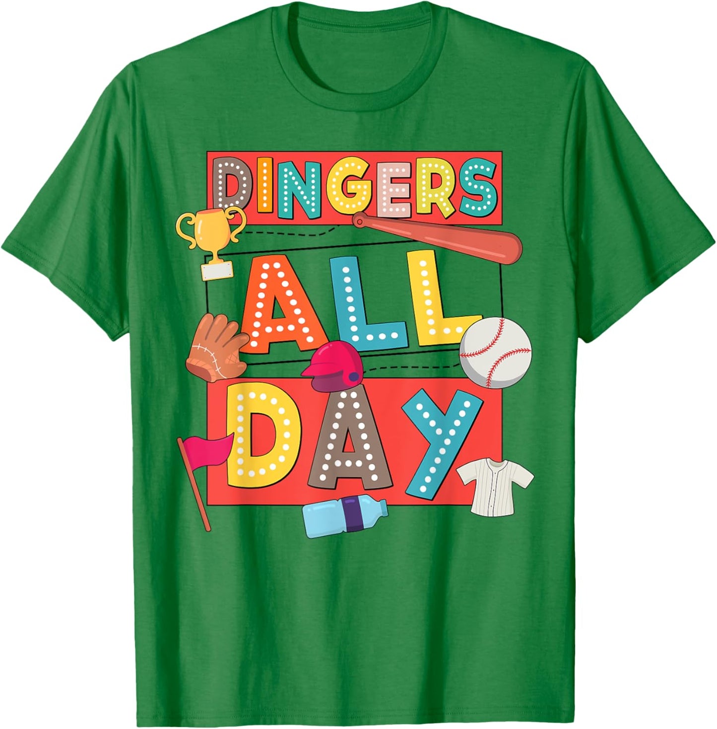 Baseball Mom Dad Biggest Fan Game Day Vibes Dingers All Day T-Shirt - T-Shirt | Irish Green