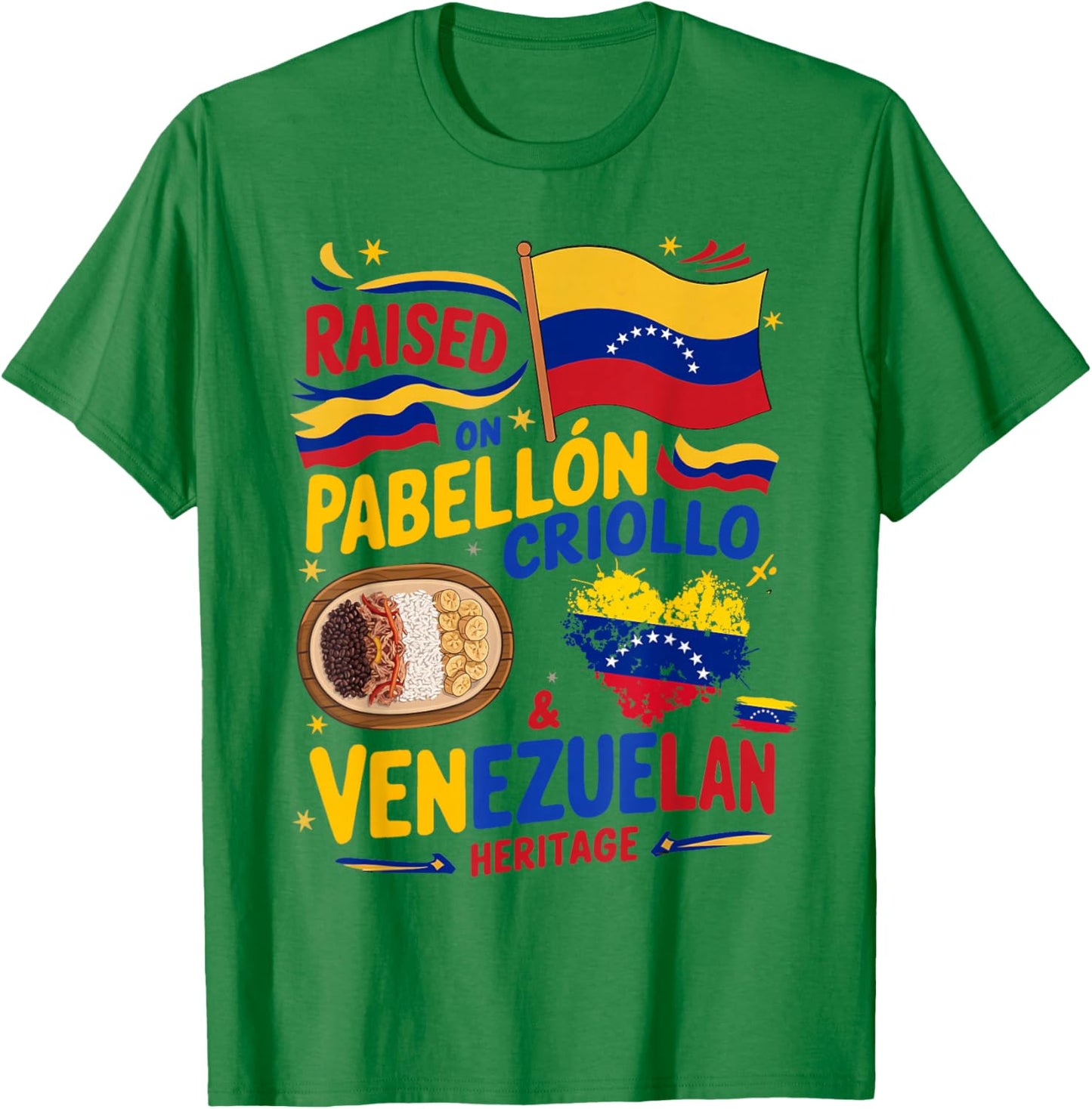 Venezuelan Flag Food Idea & Venezuela Heritage T-Shirt - T-Shirt | Irish Green