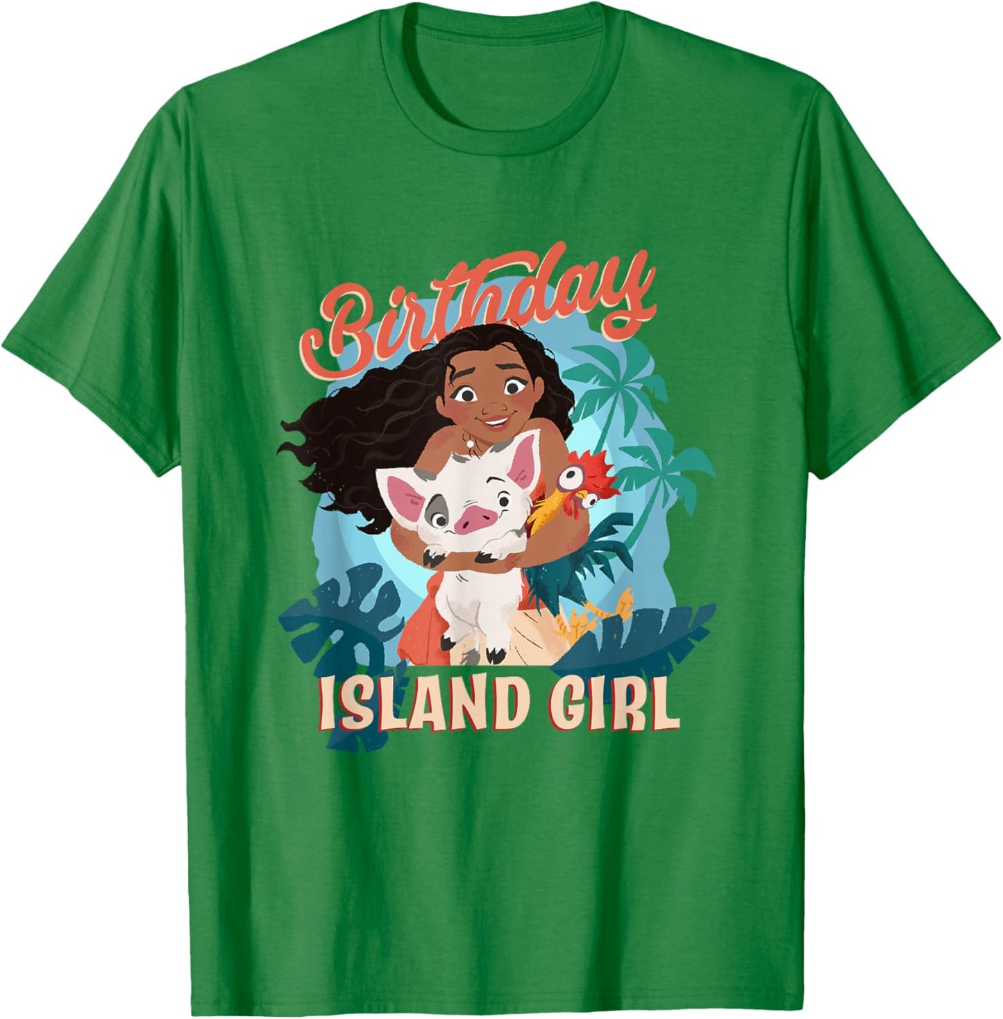 Disney Moana Birthday Island Girl Moana Pua HEI HEI Big Logo T-Shirt - T-Shirt | Irish Green