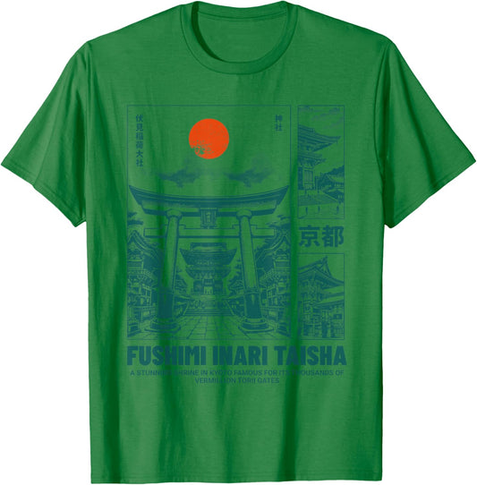 Japanese Design Fushimi inari Taisha Kyoto Japan Torii Gates T-Shirt - T-Shirt | Irish Green