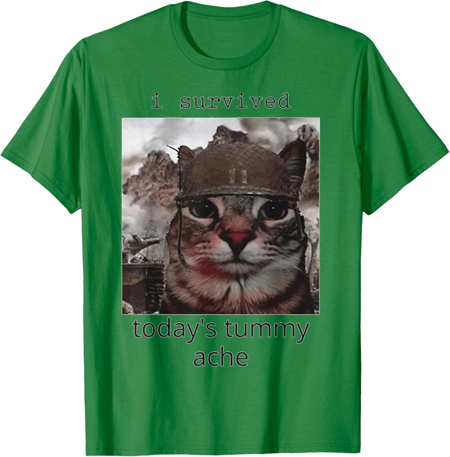I survived today's tummy ache Cat T-Shirt - T-Shirt | Irish Green