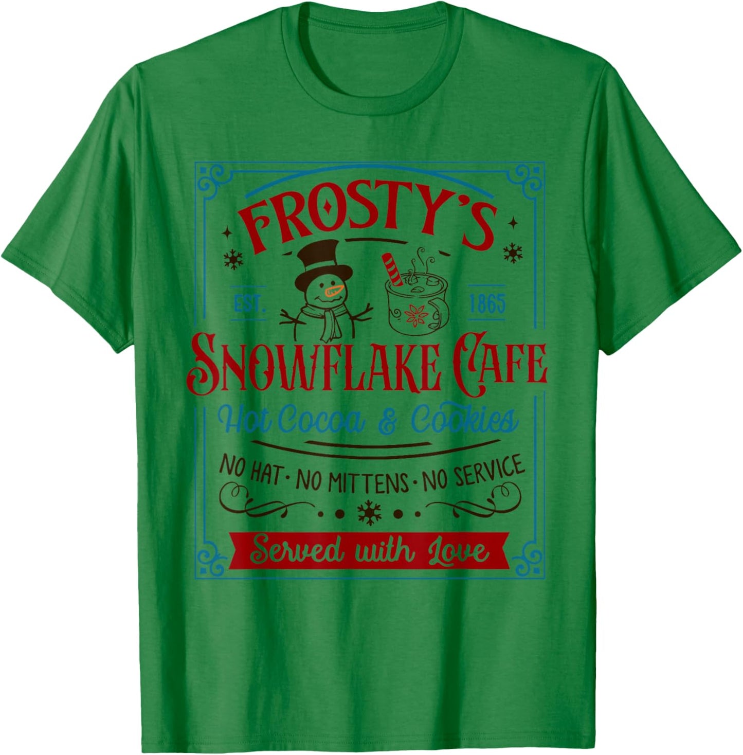 Old Fashioned Frosty's Snowflake Cafe Coffee Lovers Xmas T-Shirt - T-Shirt | Irish Green