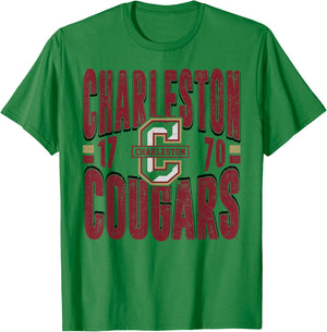 Charleston Cougars Vintage 90's Retro White T-Shirt - T-Shirt | Irish Green
