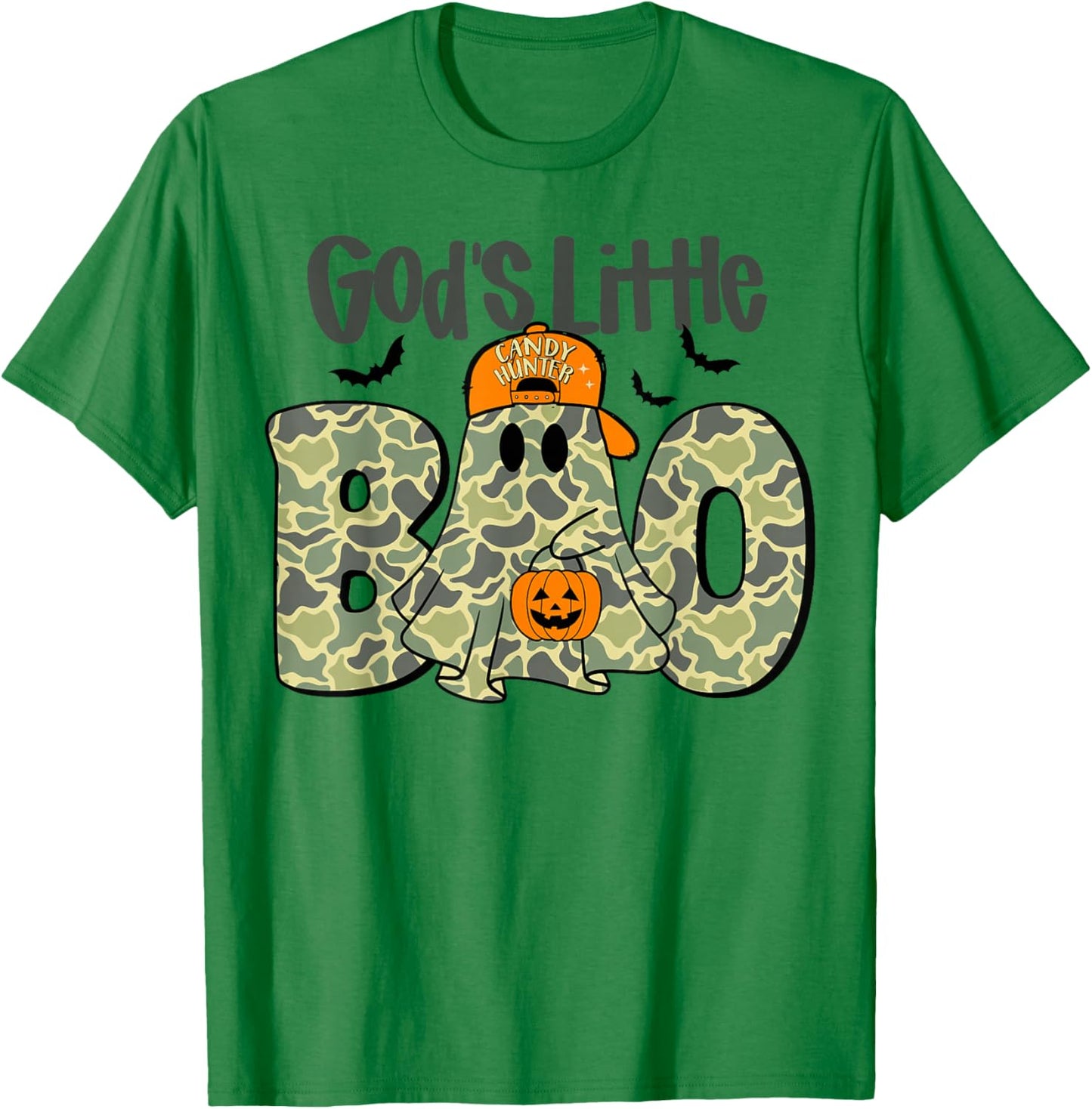 God's Little Boo Camo Ghost Christian Halloween Boys Kids T-Shirt - T-Shirt | Irish Green