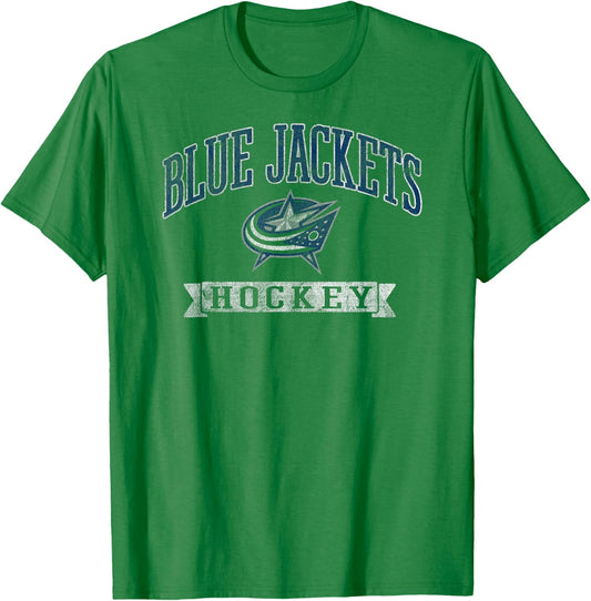 Columbus Blue Jackets Vintage Hockey Red Officially Licensed T-Shirt - T-Shirt | Irish Green