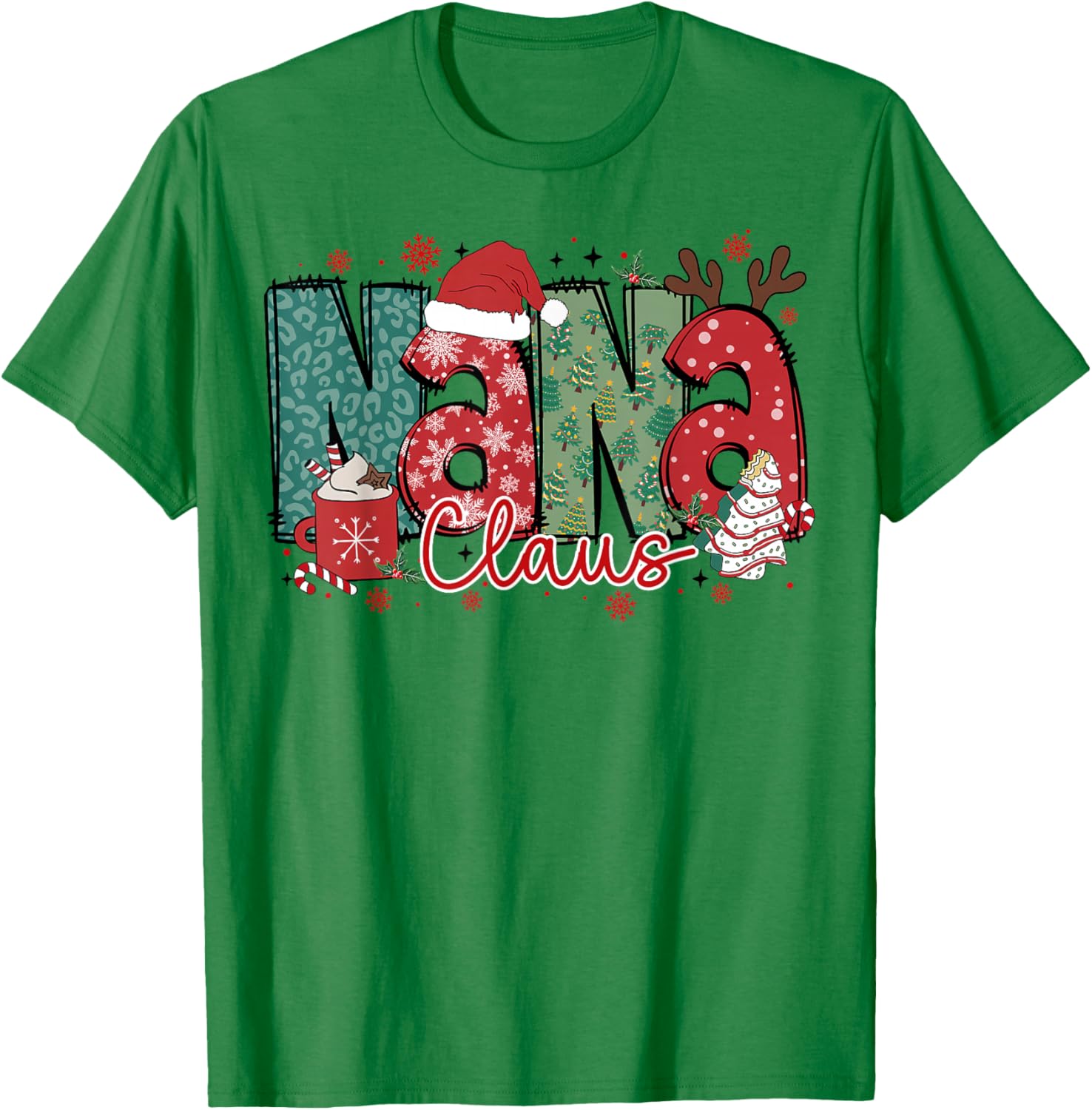 Nana Claus Christmas Pajama Santa Claus Family Matching T-Shirt - T-Shirt | Irish Green
