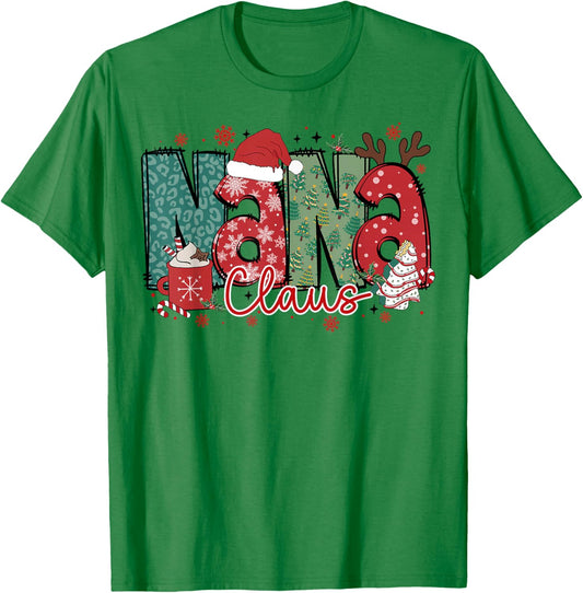 Nana Claus Christmas Pajama Santa Claus Family Matching T-Shirt - T-Shirt | Irish Green