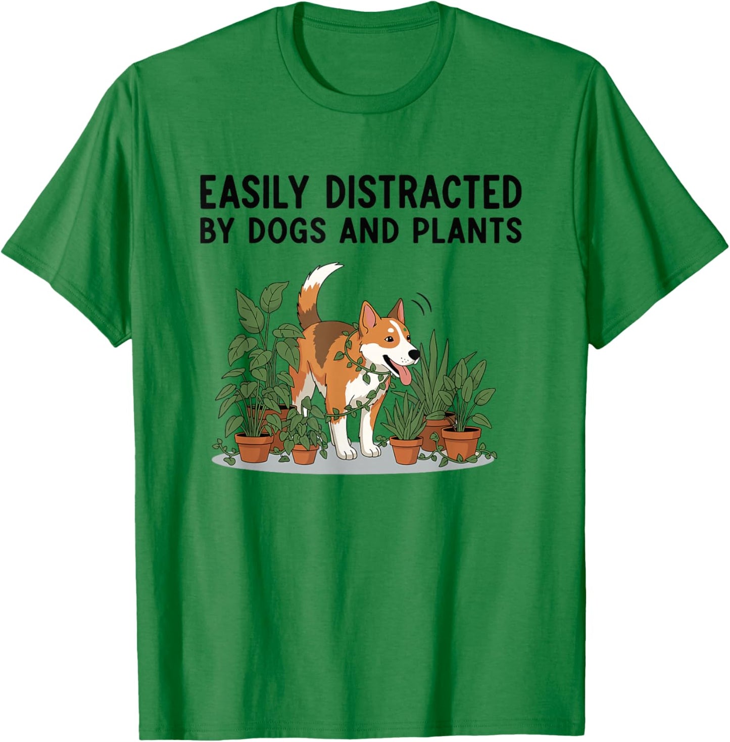 Easily Distracted By Dogs and Plants T-Shirt - T-Shirt | Irish Green